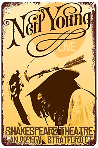 Neil Young Musikposter Retro Blechschilder, Wanddekoration für Bars, Restaurants, Garage, Zuhause, Cafés und Bars, 20,3 x 30,5 cm