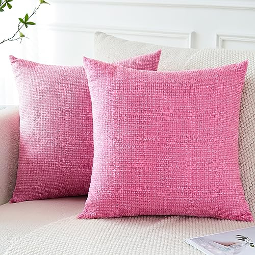 Artscope 2 Pezzi Federe per Cuscini in Finto Lino Minimalista Copricuscini Decorativo per Domestica Soggiorno Camera da Letto Divano 40x40cm, Rosso Rosa