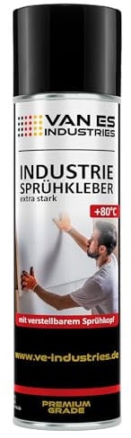 Sprühkleber - Extra starker Kleber für Heimwerk & Industrie | Klebe-Spray für Schaumstoff, Holz, Stoff, Leder, Filz uvm. | verstellbarer Sprühkopf | 500ml Dose (1)