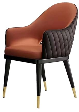 AMYSTY Esszimmerstuhl, Polsterstuhl mit Armlehnen, Küchenstuhl mit Rückenlehne und Metallbeinen für Esszimmer Wohnzimmer Schlafzimmer Einzelsessel (Color:Orange)