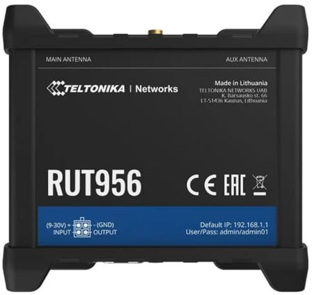 RUT956 - WiFi 4 3G/4G LTE Cat 4 Router w/ 2 x Embedded SIM Slot & 5x External Antennas (150Mbps) - Choose your Network (RUT956 Router Only)