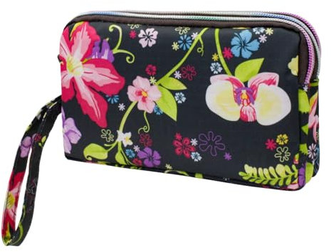 AdiStylinno Wristlet Wallet, Large Capacity Polyester Wristlet Clutch Bag Waterproof 3 Compartments with Colorful Zippers and Wrist Strap Wristlet Purse for Women (B)