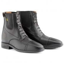 Stivaletto equitazione in cuoio con lacci, nero, tg 39