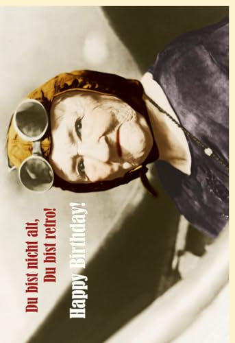 Humorvolle Geburtstagskarte: Nicht alt, sondern retro! Mit Vintage-Pilotenbrille. Perfekt für Erwachsene, Männer & Frauen. Versende lachende Glückwünsche zum Geburtstag! - mit Umschlag