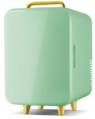VIQUTRG 8L Mini Fridge for Bedroom, 12V DC Portable Cooler Small Beverage Refrigerator 220V Portable Beauty Fridges for Car Office Desk & Dorm Room Food Beverage Skincare Beauty & Makeup,Green