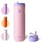 BOTTLE BOTTLE Bouteille d'eau isotherme de 710 ml avec couvercle à paille et poignée, en acier inoxydable à double paroi sous vide, anti-fuite, sans BPA, pour sport, voyage, salle de sport, pêche