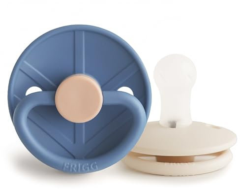 FRIGG Little Viking Silikon Schnuller | 2'er Packung | Silikon Sauger | BPA-Frei | Hergestellt in Dänemark | Symmetrischer Sauger in Kirschform | (Ocean View/Cream, Größe 1 (0-6 Monate))
