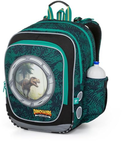 TOPGAL Schulrucksack für Jungen ab 1. Klasse, ergonomisch & leicht, wasserabweisend, mit reflektierenden Elementen, 21 L Schulranzen mit Brustgurt & Rückenpolsterung (Dino)