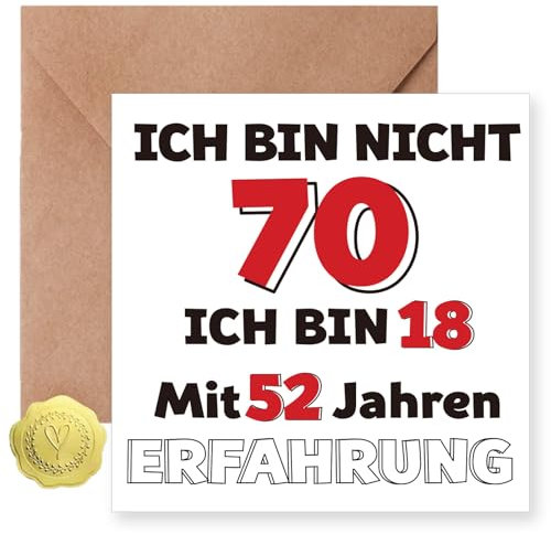 Sugeru Geburtstagskarte 70 mit Umschlag - Ich Bin 18 und 52 Jahre Erfahrung | lustige 70 Geburtstag Grußkarten für Frau & Mann | Personifizieren Besondere Birthday Card 70. Geburtstags