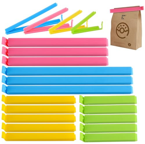Ciusdkler 16 Pcs Bag Clips for Food Storage, 4 Sizes 4 Colors Food Bag Clips, Food Clips Bag Sealing Clips for Refreshments, Snacks, Sandwiches Bag
