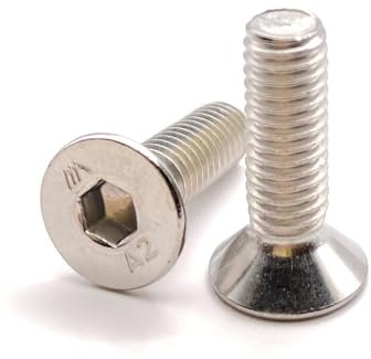 Vis M6x20 mm Tête Fraisée BTR en acier INOX A2 | Ø 6x20 mm - M6 x 20mm | Vis FHC à 6 pans creux (clé allen) ISO 10642 / DIN 7991 | Vis inoxydable A2 (V2A/304) : LOT DE 10 Pcs - Premium Fixation