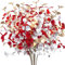 Kinisty Künstliche Pflanzen Eukalyptus Deko Weihnachten Kunstpflanzen 70cm, 6 Stück Künstliche Zweige Gold Rot Silber Fake Eukalyptusblätter Gefälschte Pflanze für Neujahr Garten Tischdeko