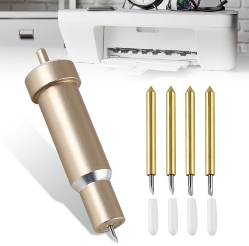 Premium Feinschnittklinge mit Gehäuse, Ersatzklingen Kompatibel mit Cricut Explore Air, Air 2, Maker 3 Mit 2 30°Klingen und 2 60°Klingen(Gold)