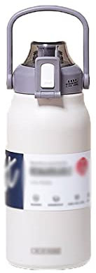 HGDXDP Insulated Cup Sports Thermo Water Bottle With Straw Stainless Steel Large Capacity Cups Pot Thermal Mug Fitness Portable Travel Flask(White)