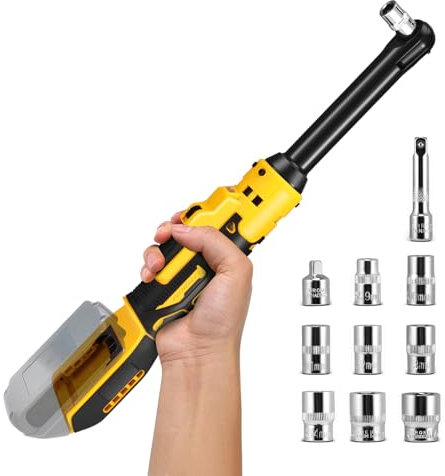 Cordless Ratchet Wrench Set, 80N.m 3/8 Electric Ratchet Driver Compatible with Dewalt 20V, with 8 Sockets, 1/4 Adapter, 16cm Powered Impact Ratchet with LED Light, No Battery