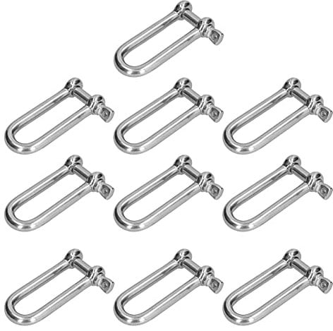 PerGar Edelstahl 304 D-förmiger Schäkel, M4 Langer D-Ring-Ankerschäkel, Gerader Ankerschraubenstift, Kettendrahtseilverbinder für Materialhandhabung, Rigging-Zubehör (10 StückM4)