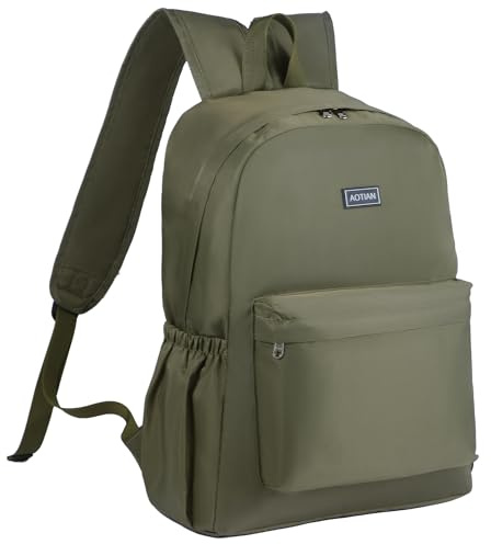 AOTIAN Rucksack Damen Herren, Leichter Schulrucksack Freizeit Reiserucksack Wanderrucksäcke Tagesrucksäcke Laptop Rucksack Daypack Bookbag Schultaschen für Jungen Mädchen, Großer, Grün