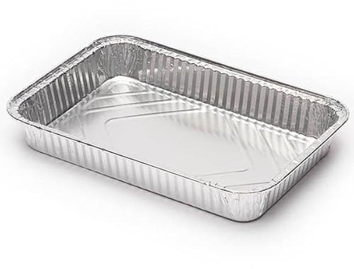 Monouso | 100 Bandejas de Aluminio Desechable, 31,5x21,2cm, 2200ml, Repostería, Comida, Apto para Horno, Microondas, Resistentes, Barbacoa, Parrilla, Picnic