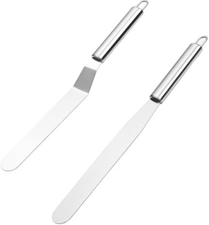 QZKJQDD Tortenmesser, Tortenspachtel, Winkelpalette Torte, Streichpalette Für Torten, Zwei Verschiedene Größen von Tortenmessern aus Rostfreiem Stahl, Zum Backen,Verteilen Und Dekorieren Von Torten