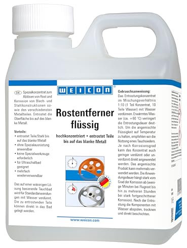 WEICON Rostentferner flüssig1L, hochkonzentriertes Tauchbad zur Rostentfernung, Rost entfernen Metall