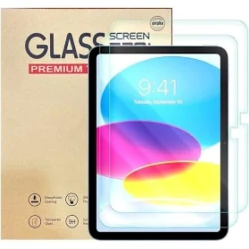 2 Pack Tempered Glass Screen Protector For Apple iPad 10th Generation 10.9 (Released 2022) Model Numbers are A2757, A2777, A2696