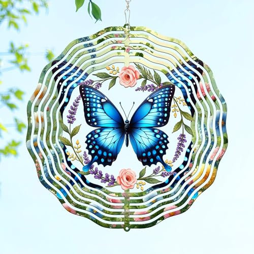 FLAGWIX Schmetterlings-Windspiel für den Außenbereich, 3D-Schmetterlinge, Edelstahl, Metall, 30,5 cm, Muttertags-, Geburtstagsgeschenke für Mutter, Oma, Schmetterlings-Geschenke für Frauen