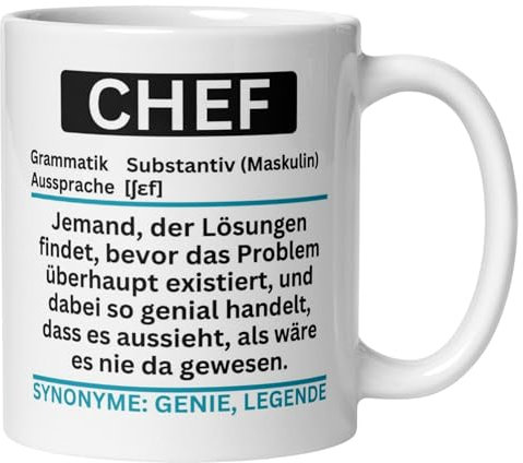 Chef Tasse | Lexikon Definition Chef | Geschenk für Chef | Lustige Tasse mit Spruch | Witzige Geschenkidee Teamleiter Projektleiter Geschäftsführer Abteilungsleiter