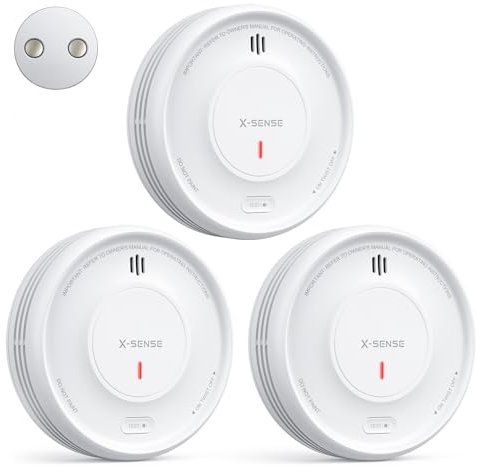 X-Sense Intelligenter Rauchmelder WLAN mit Magnethalterung, Funkrauchmelder smart, 10 Jahre Produktlebensdauer, Austauschbare Batterie, APP-Funktion erfordert die SBS50-Basisstation, XS0D-MR, 3 Stück