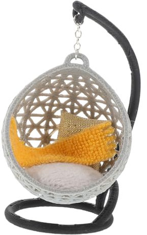 JUMPLAWN Miniatura Silla Columpio para Decoración Casa de Muñecas Accesorio Mueble DIY con Movimiento para Disfraces de Muñecas