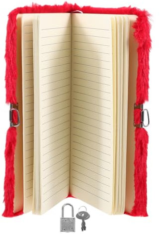 Angoily Plüsch-Notizbuch bescherung weihnachten geldgeschenke weihnachten kundengeschenke weihnachten tagesplan süßes Tagebuch mit Schloss Zeitschrift Notizbuch für Mädchen Plüschbuch rot