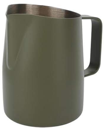 Tazza con schiuma di latte, bricco for caffè, 2 pezzi da 450/600 ml in acciaio inossidabile, bricco for latte, tazza da caffè, bocca inclinata, strumento for l'arte del latte.(Green,600ml)