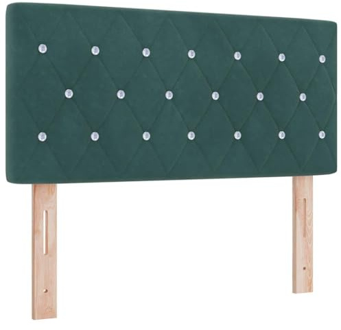 vidaXL Kopfteil in Dunkelgrünem Samt mit Kristallknöpfen, gepolstert, 90 cm, höhenverstellbar. Modernes Schlafzimmermöbel, das komfortabel und stylisch ist. Perfekt für die Wandmontage.