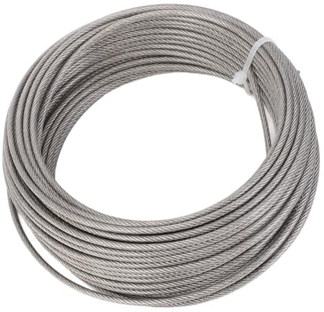 Fockety Stainless Steel Outdoor 3mm Wire Rope Kit 66ft Length with Turnbuckle Lock for Garden, Plant Training, UV Proof