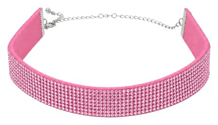 Chaks - Strass Choker für Damen, verstellbares Glitzer Halsband | Breite Halskette als Party Accessoire für Festival, Karneval, Choker mit Strass und Verstellbarem Verschluss