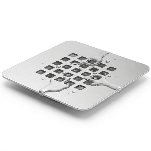 Rejilla de Drenaje para Plato de Ducha, Acero Inoxidable, 125x125 mm | Fácil de limpiar, Color cromo cepillado, resistente a la corrosión, instalación sencilla, tapa de sumidero universal