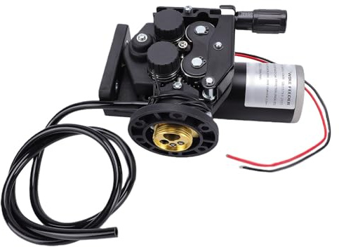 FTVOGUE MIG Wire Feed Motor, Heavy Duty 24V 50W 4 Roller Adjustable Speed Wire Feeding for Semi Automatic Welders Left Side Mount European Socket Aluminum Alloy ABS 15KG