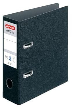 Herlitz 5175807 Ordner maX.file A5 hoch, 7,5 cm mit selbstklebendem Rückenschild, Hartpappe (hoch | 5er Set)