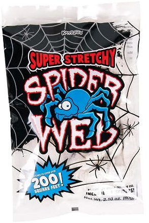 Kangaroo 200 sq. Ft Fake Spider Webs Decorations - Spiderweb Webbing Halloween Cobwebs Decor - Scary Halloween Decor Indoor Outdoor Party Wall, Graveyard Decoration Props - 4 Fake Spiders Included