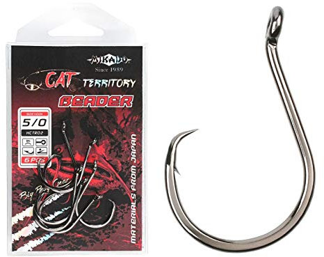 MIKADO CAT TERRITORY extra Starke Welshaken Wallerhaken mit gebogener Spitze Größe 6/0-6 Stück