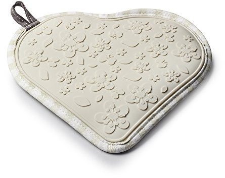 Zeal Tapis Chauffant en Silicone et Coton en Forme de cœur Crème 20,5 x 22,5 x 20,5 cm