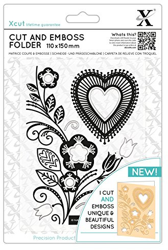 Xcut 110 x 150mm Cut & Embossing Folder, Folk Heart, Crafting Supplies, Card Making, Scrapbooking, Textured Craft Creative Designs, Stamp Pads, Die Cutting, Embossing Tools & Supplies