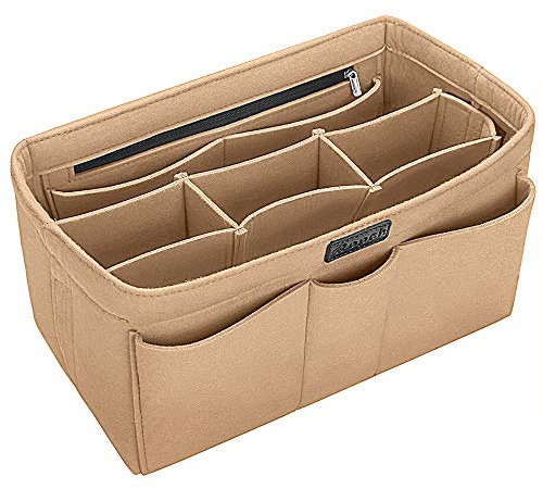 Ropch Handtaschen Organizer Taschenorganizer mit Fächer Geldbeutel-Einsatz Bag in Bag Handtaschenordner Beige - L