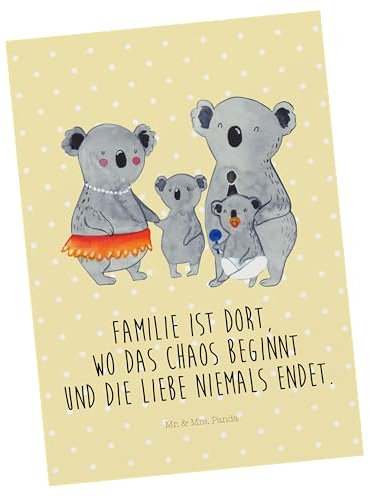Mr. & Mrs. Panda Postkarte Koala Familie - Geschenk, Kinder, Postkarten, Muttertag, einzelkarte, Mama, Ansichtskarten, Fotokarte, Family, Papa, Ansichtskarte