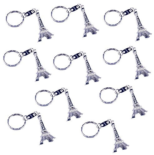 Carry stone 10 Stücke Mini Paris Eiffelturm Keychain Pendent Schlüsselring Handtasche Auto Dekoration Geschenk Silber Hohe Qualität