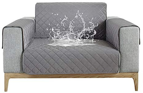 Carvapet Sofabezug wasserdichte Sofaüberwurf Antirutsch Sofahusse Schutz vor Haustier Katze Hunde Sofa überwurf Couch überzug für Sofa (Grau, 1 Sitzer)