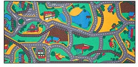 Carpet Studio Teppich Kinderzimmer 95x200cm, Kinderteppich, Spielteppich Straße Jungen & Mädchen, Teppiche für Babyzimmer, Schlafzimmer & Spielzimmer, Antirutsch, 30°C waschbar - Playtime