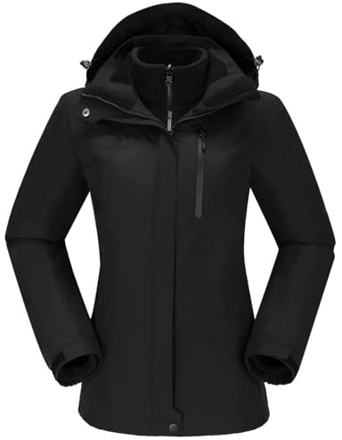 CAMEL CROWN Damen wasserdichte Skijacke 3 in 38 Wintermantel Windbreaker Snowboardjacken für Regen Schnee Outdoor Wandern