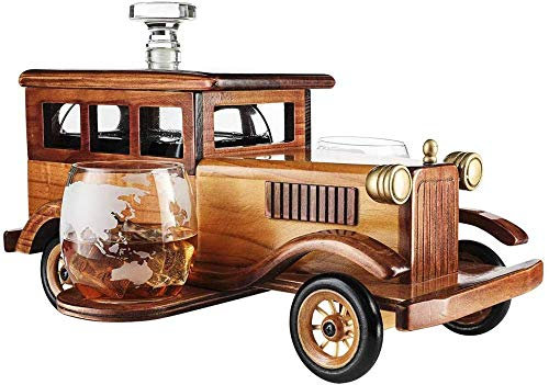 Recipiente De Vidrio Para Whisky, Juego De Decantador De Whisky De Coche Antiguo, Con Vaso De Whisky De 2-10 Oz, Vasos De Estilo Antiguo, Espita De Decantador De 750 Ml