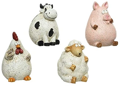 Gartenfigur Tierfigur Gartendekoration Schaf Kuh Schwein Huhn Höhe 18,5 cm - Stückpreis