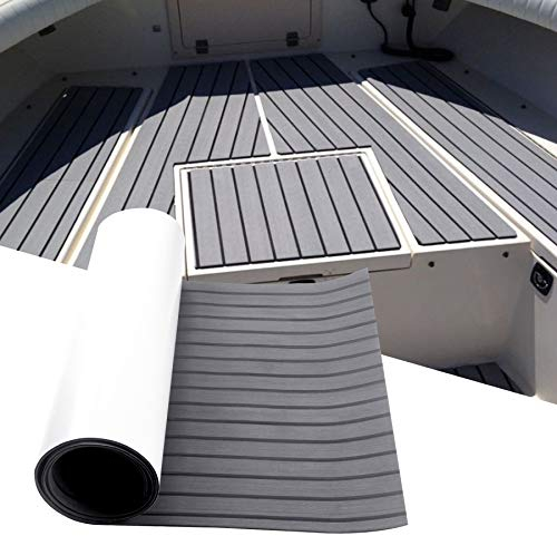 SenMore Boat Flooring Teak EVA Foam Faux Self-adhesive Non-slip Teak Decorative Board, Used for Yacht Kayak Sailing RV Marine floor Mat